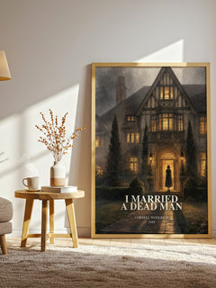 I Married a Dead Man watercolour print in frame leaning in hallway – crime wall art
