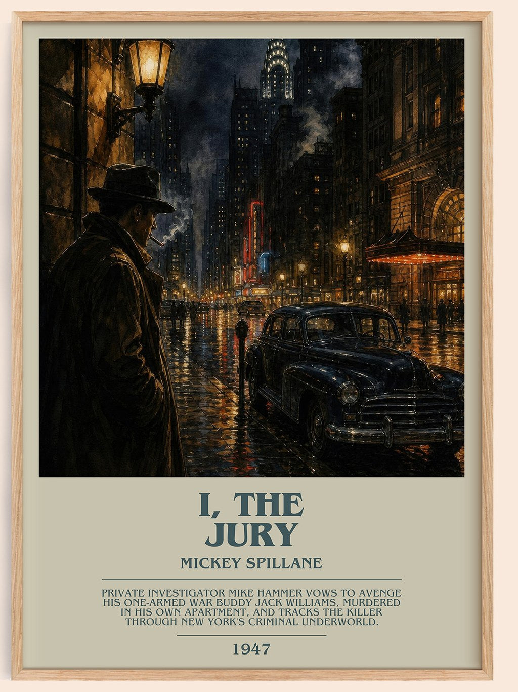 I, the Jury bookish book poster by Mickey Spillane – framed literary art print