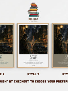 I, the Jury bookish print in frame leaning in hallway – crime wall art
