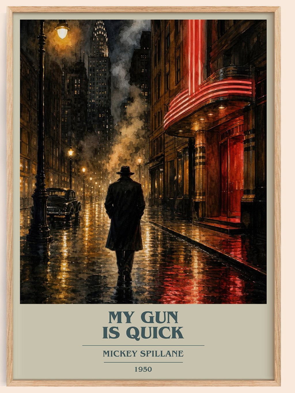 My Gun Is Quick book cover book poster by Mickey Spillane – framed literary art print