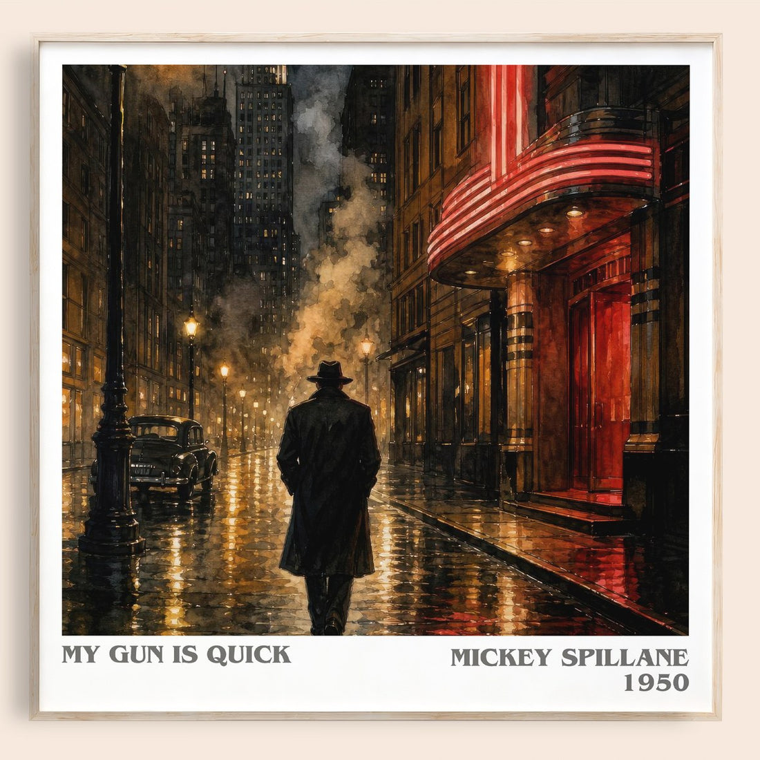 My Gun Is Quick literary book poster by Mickey Spillane – framed literary art print