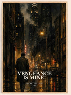 Vengeance Is Mine! watercolour book poster by Mickey Spillane – framed literary art print
