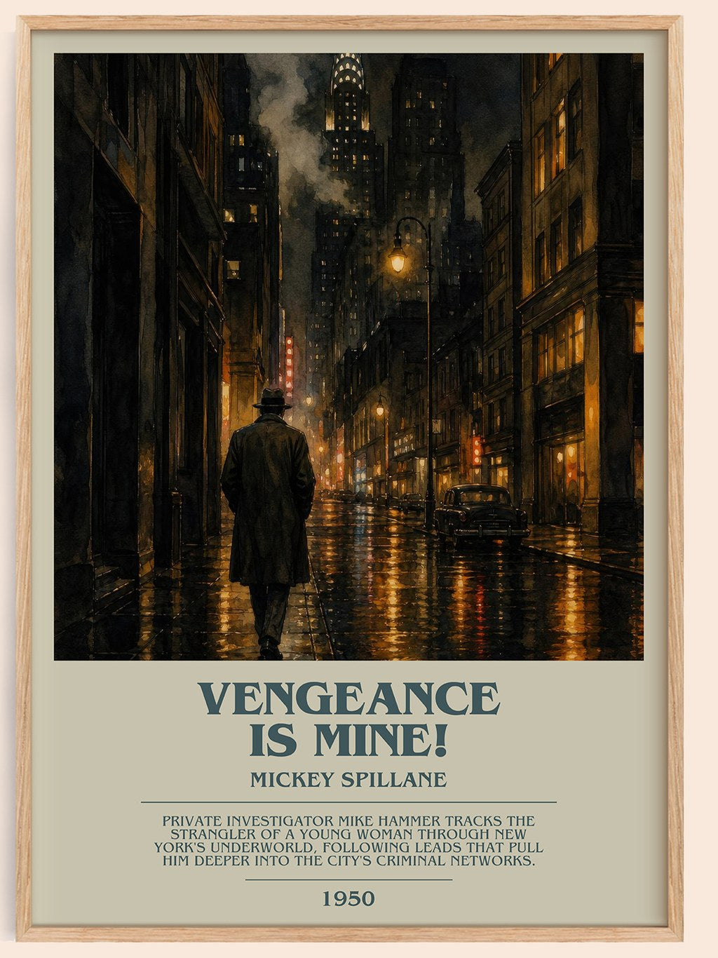 Vengeance Is Mine! bookish book poster by Mickey Spillane – framed literary art print