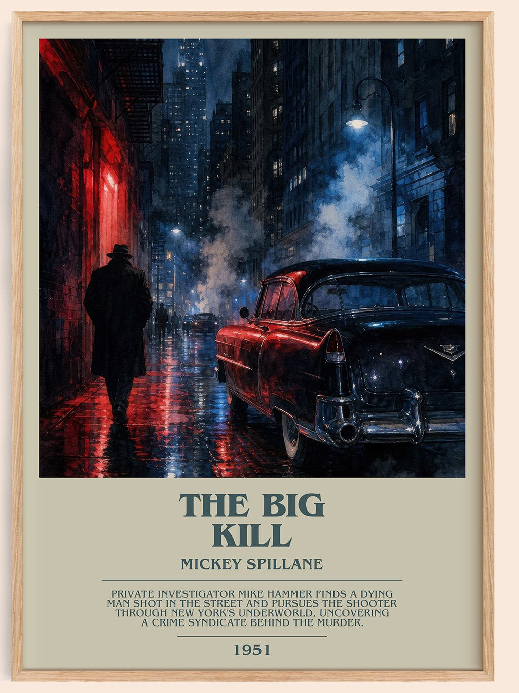 The Big Kill bookish book poster by Mickey Spillane – framed literary art print