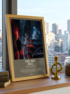 The Big Kill bookish print framed by window – literary home decor