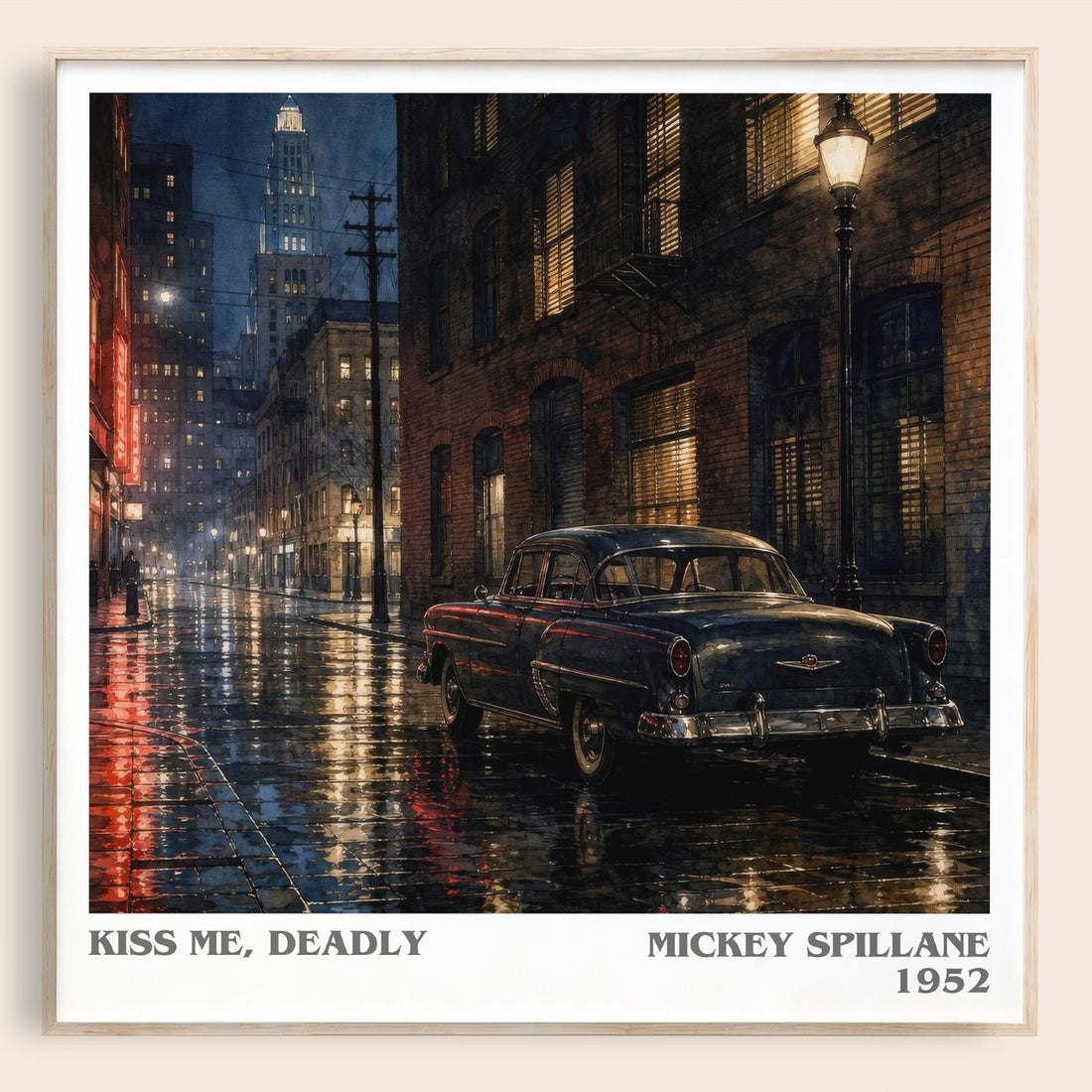 Kiss Me, Deadly literary book poster by Mickey Spillane – framed literary art print