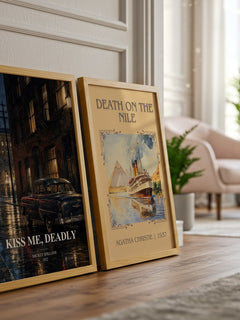 Kiss Me, Deadly watercolour print framed by window – literary home decor