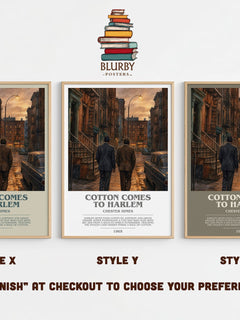 Cotton Comes to Harlem bookish print in frame leaning in hallway – crime wall art