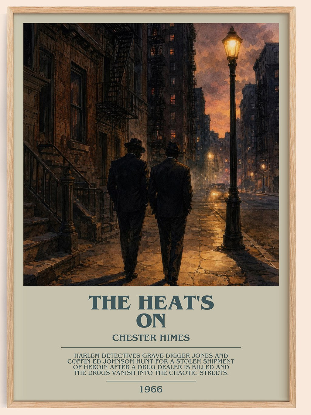 The Heat's On bookish book poster by Chester Himes – framed literary art print