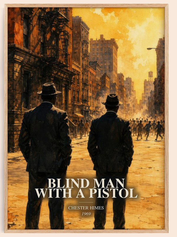 Blind Man with a Pistol watercolour book poster by Chester Himes – framed literary art print