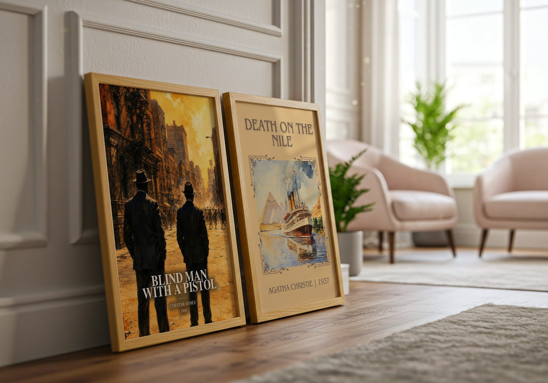 Blind Man with a Pistol watercolour print framed by window – literary home decor