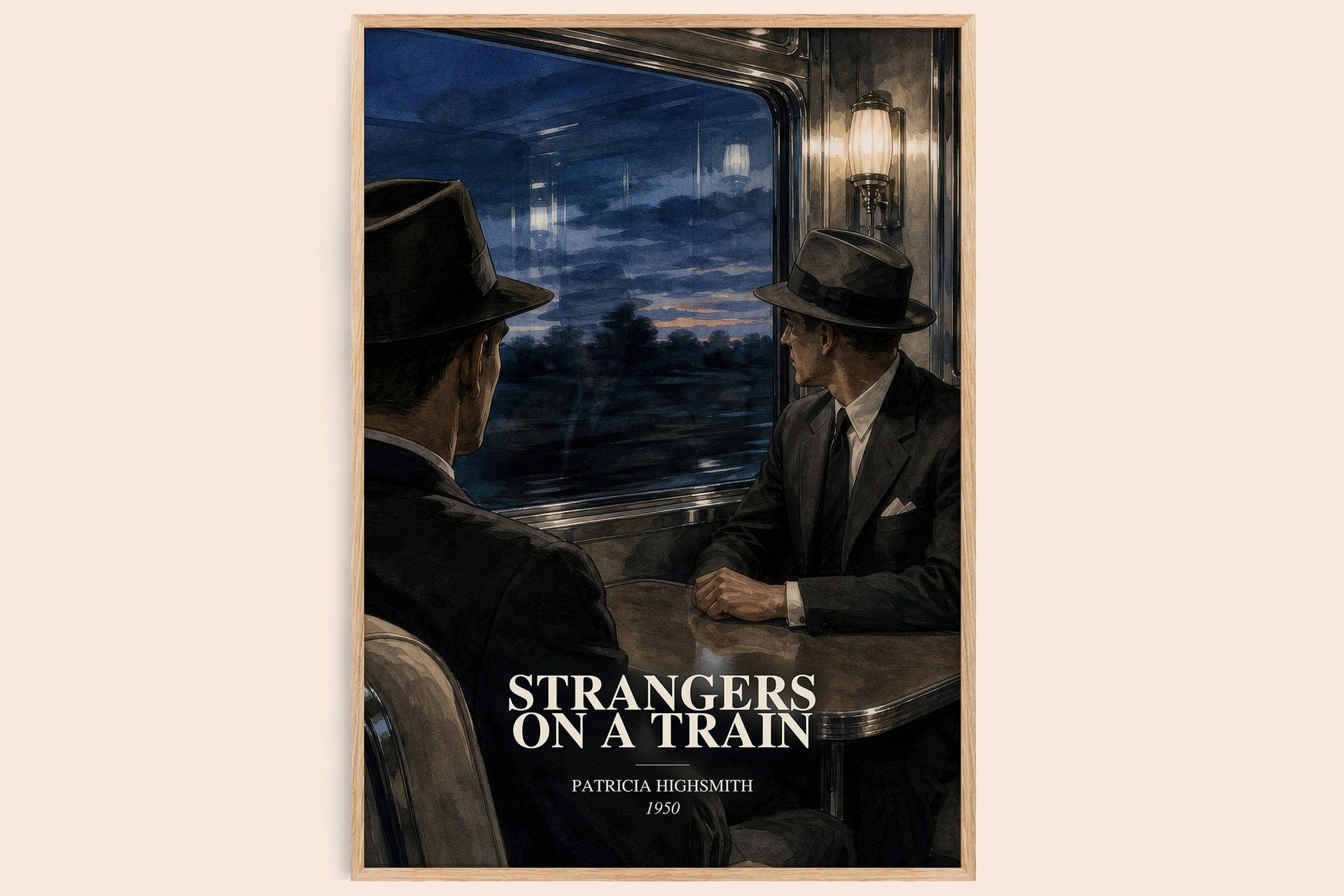 Strangers on a Train Book Watercolour Illustration by P. Highsmith