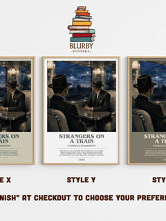 Strangers on a Train bookish print in frame leaning in hallway – crime wall art