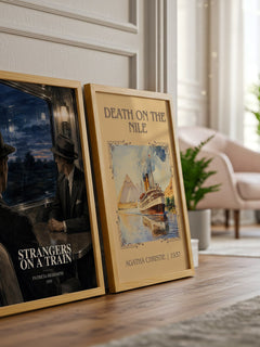 Strangers on a Train watercolour print framed by window – literary home decor