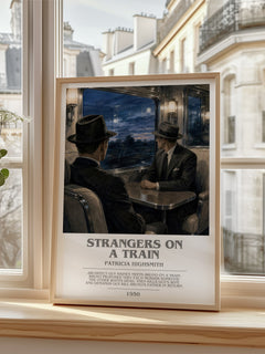Strangers on a Train bookish poster colour and style options – Patricia Highsmith book art