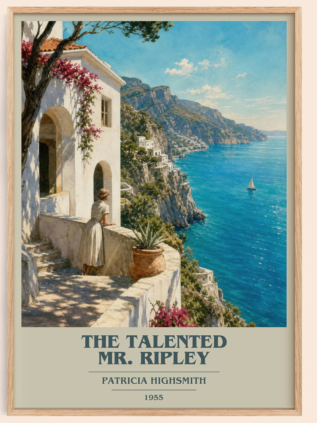 The Talented Mr. Ripley book cover book poster by Patricia Highsmith – framed literary art print