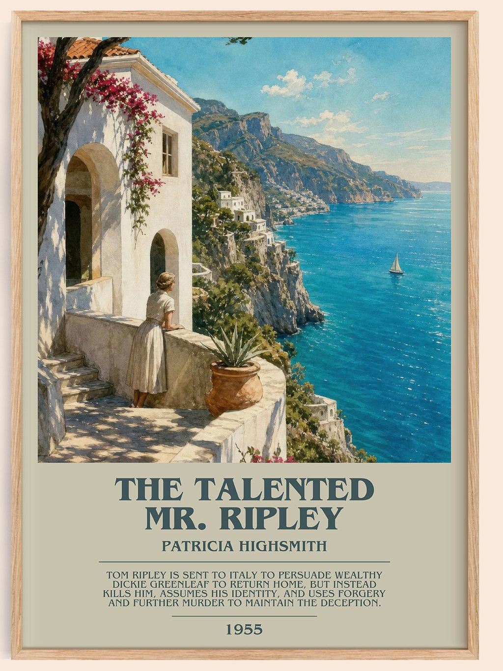 The Talented Mr. Ripley bookish book poster by Patricia Highsmith – framed literary art print