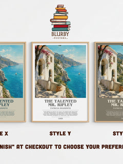 The Talented Mr. Ripley bookish print in frame leaning in hallway – crime wall art