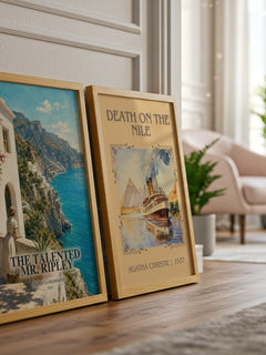 The Talented Mr. Ripley watercolour print framed by window – literary home decor