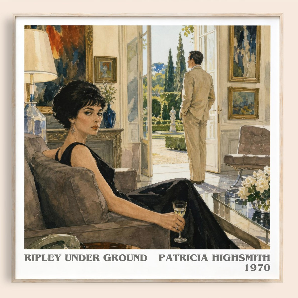 Ripley Under Ground literary book poster by Patricia Highsmith – framed literary art print