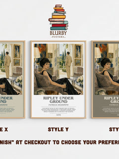 Ripley Under Ground bookish print in frame leaning in hallway – crime wall art