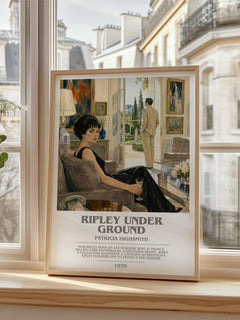 Ripley Under Ground bookish poster colour and style options – Patricia Highsmith book art