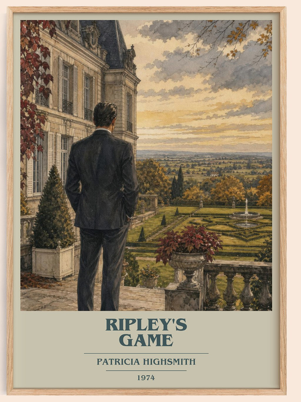 Ripley's Game book cover book poster by Patricia Highsmith – framed literary art print