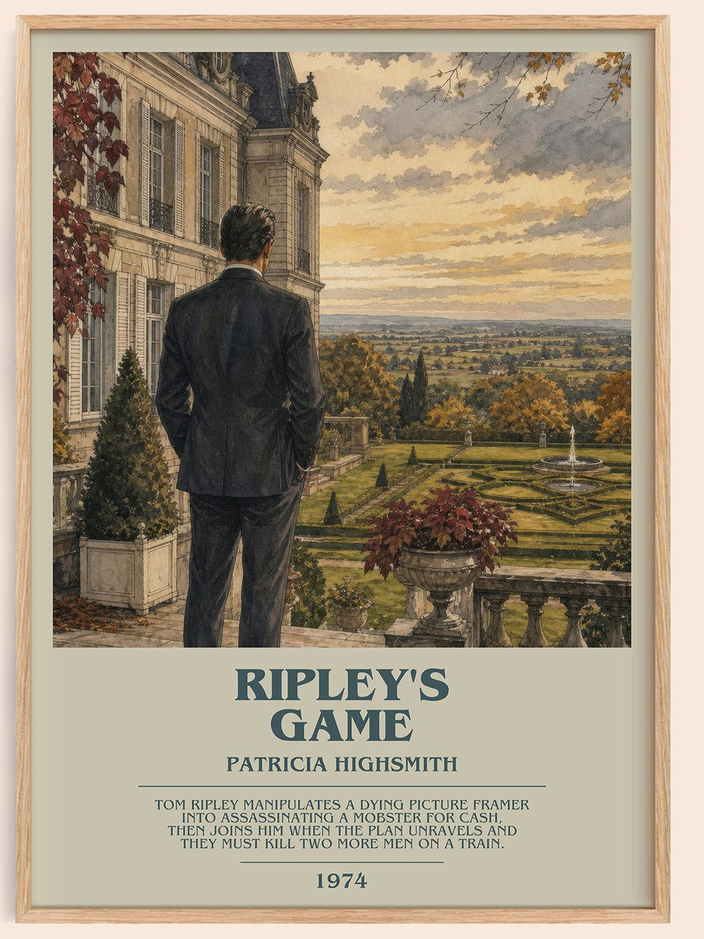 Ripley's Game bookish book poster by Patricia Highsmith – framed literary art print