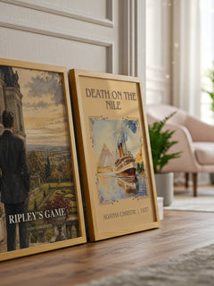 Ripley's Game watercolour print framed by window – literary home decor