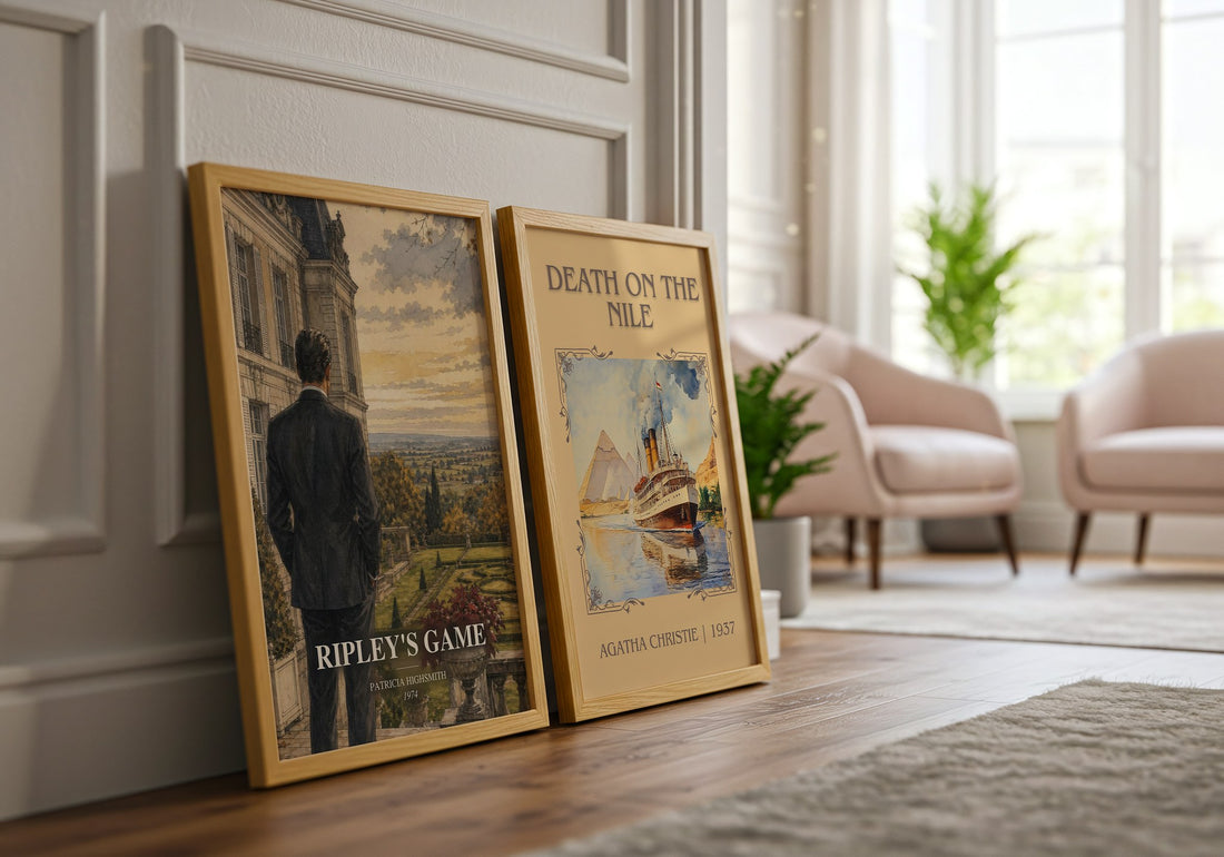 Ripley's Game watercolour print framed by window – literary home decor