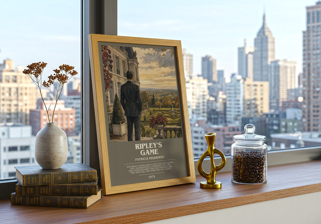 Ripley's Game bookish print framed by window – literary home decor