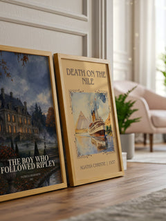 The Boy Who Followed Ripley watercolour print framed by window – literary home decor