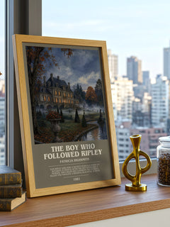The Boy Who Followed Ripley bookish print framed by window – literary home decor