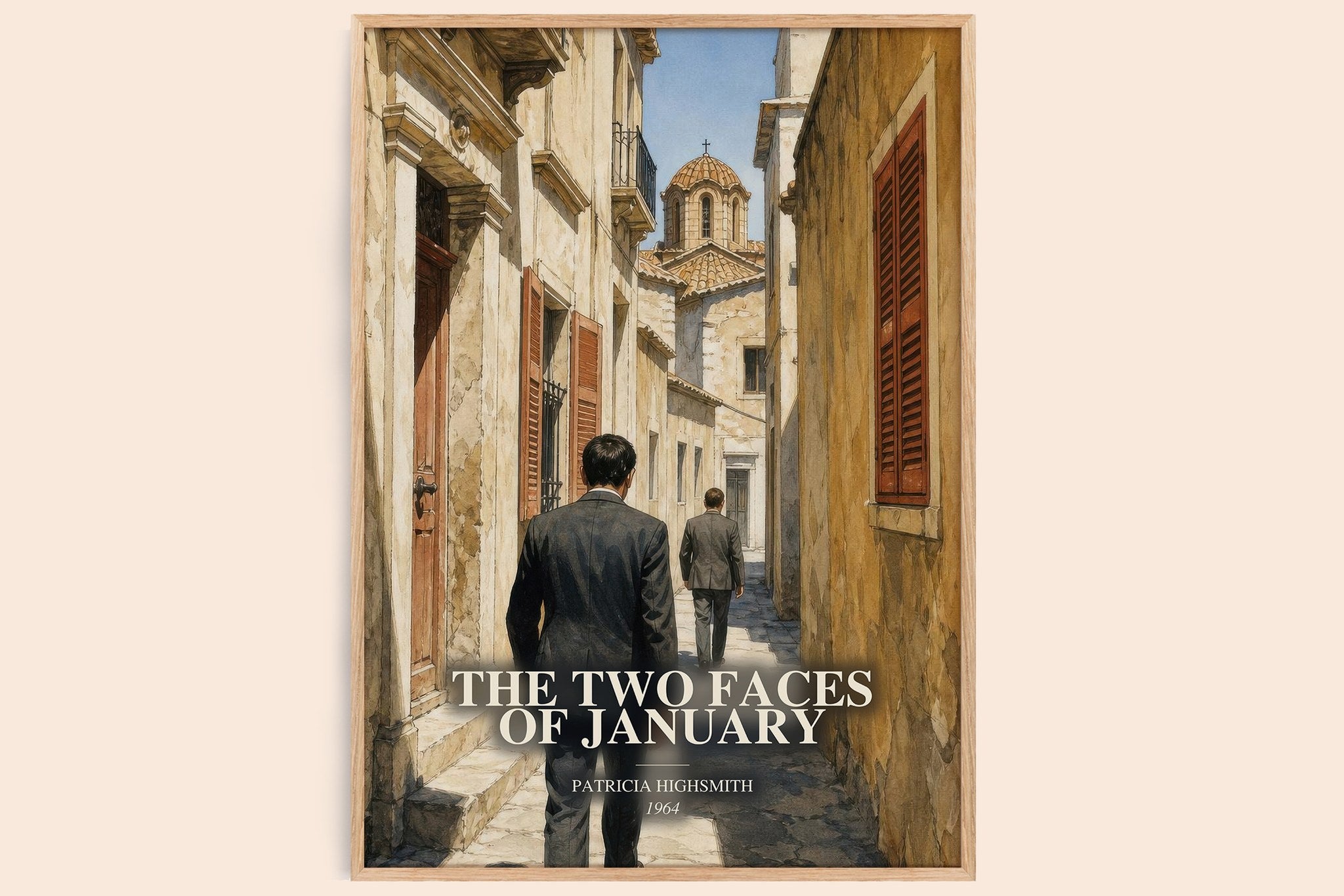 Two Faces of January Book Watercolour Illustration by P. Highsmith