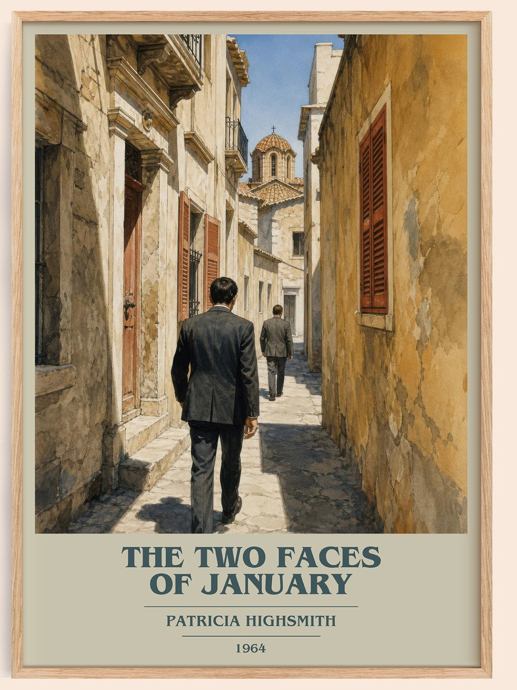 The Two Faces of January book cover book poster by Patricia Highsmith – framed literary art print