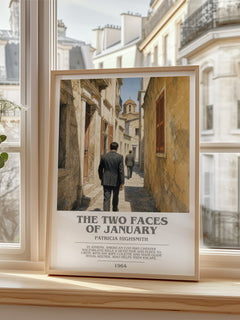 The Two Faces of January bookish poster colour and style options – Patricia Highsmith book art