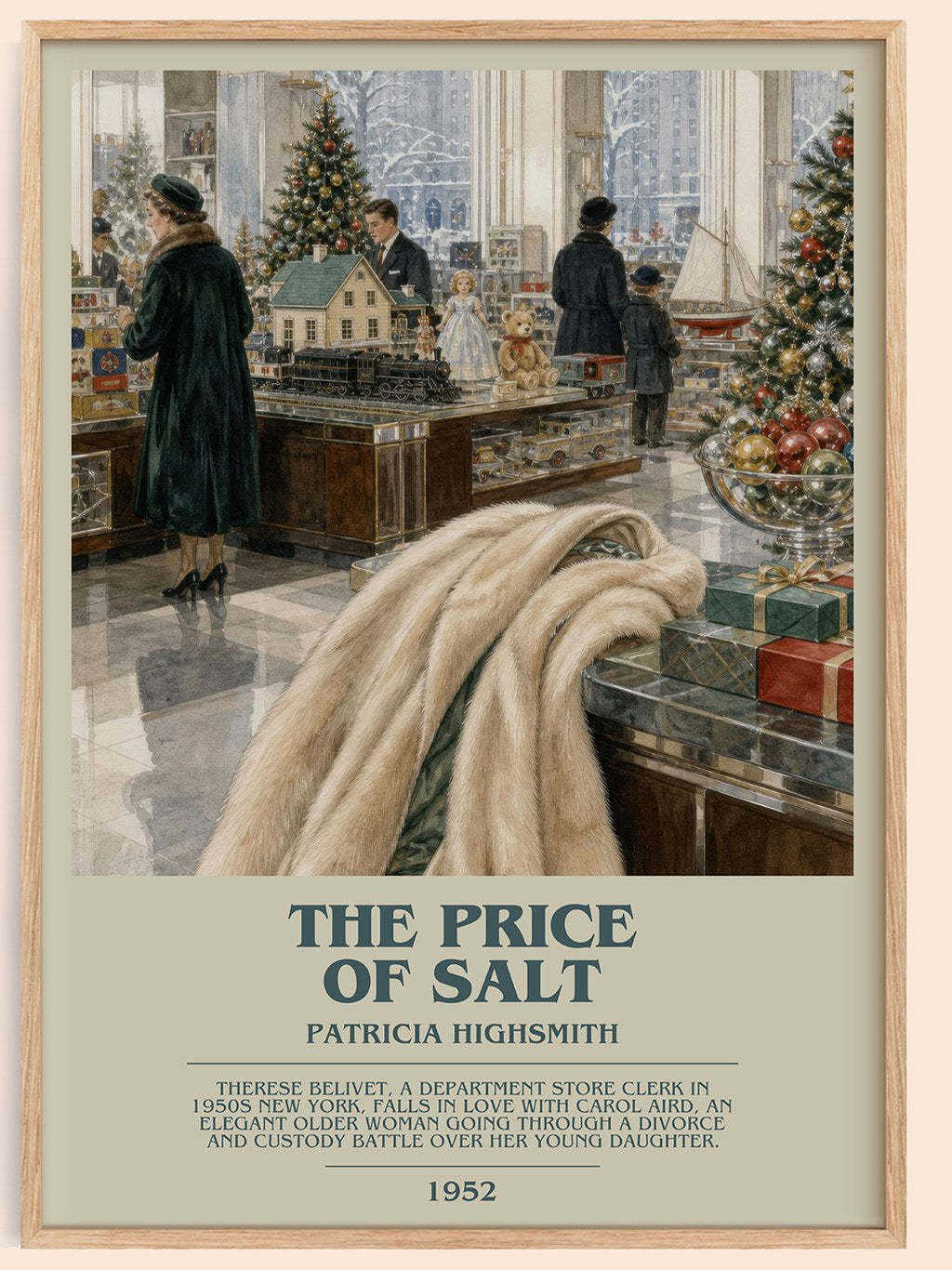 The Price of Salt bookish book poster by Patricia Highsmith – framed literary art print