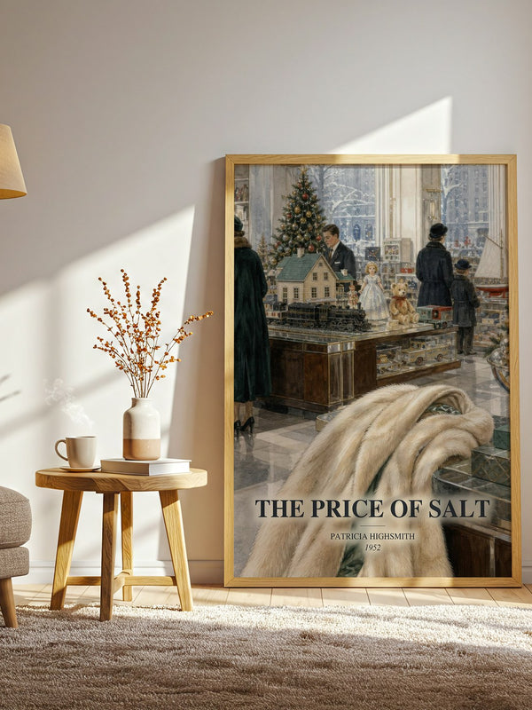 The Price of Salt watercolour print in frame leaning in hallway – romance wall art