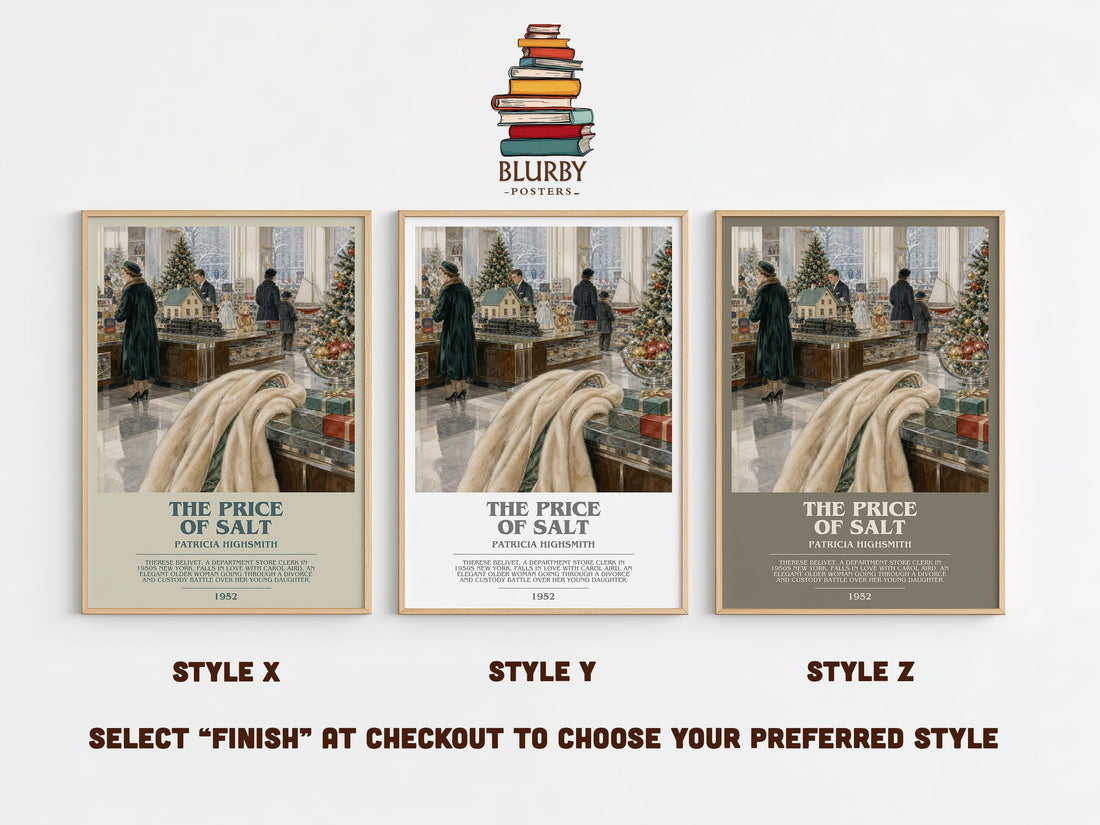 The Price of Salt bookish print in frame leaning in hallway – romance wall art (mockup)