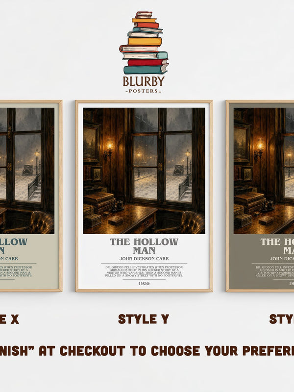 The Hollow Man bookish print in frame leaning in hallway – mystery wall art
