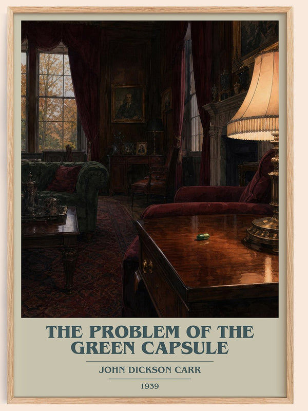 The Problem of the Green Capsule book cover book poster by John Dickson Carr – framed literary art print