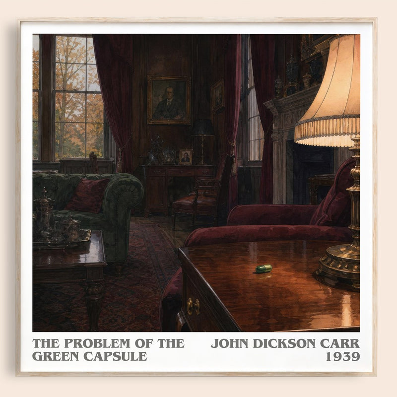 The Problem of the Green Capsule literary book poster by John Dickson Carr – framed literary art print