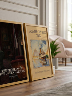 The Problem of the Green Capsule watercolour print framed by window – literary home decor
