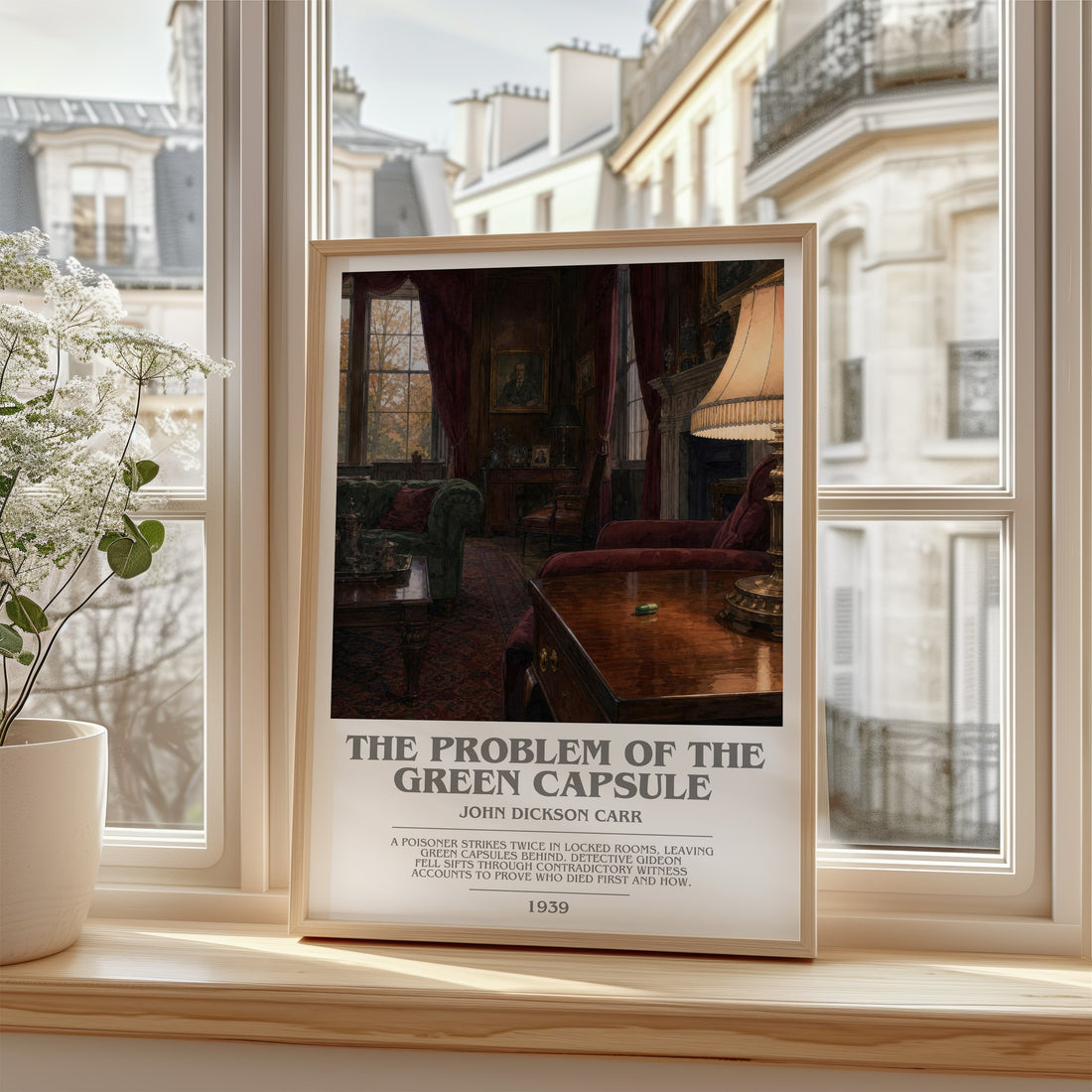 The Problem of the Green Capsule bookish poster colour and style options – John Dickson Carr book art
