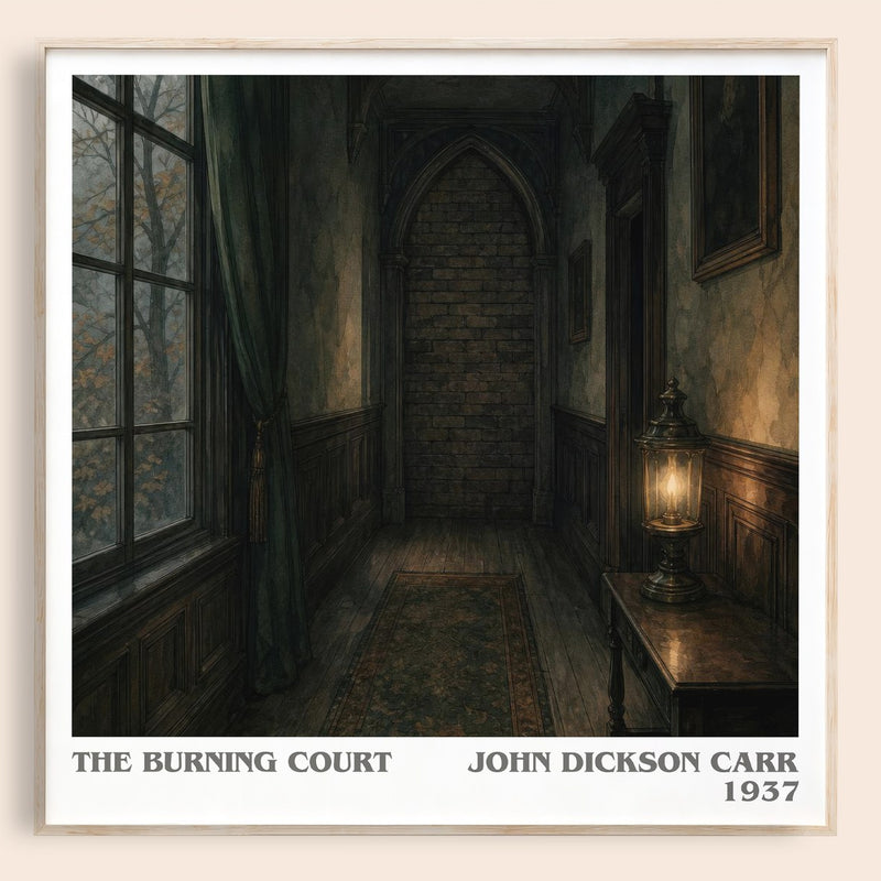 The Burning Court literary book poster by John Dickson Carr – framed literary art print