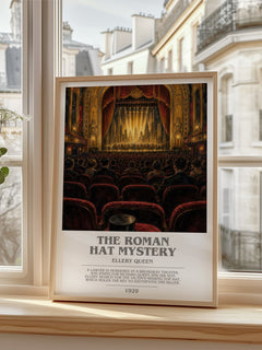 The Roman Hat Mystery bookish poster colour and style options – Ellery Queen book art