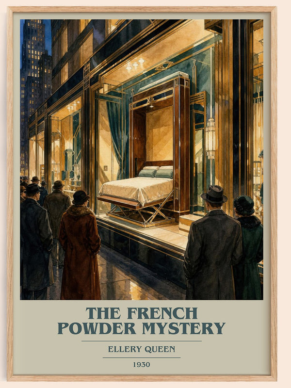 The French Powder Mystery book cover book poster by Ellery Queen – framed literary art print