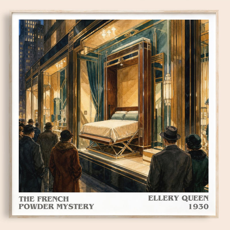 The French Powder Mystery literary book poster by Ellery Queen – framed literary art print
