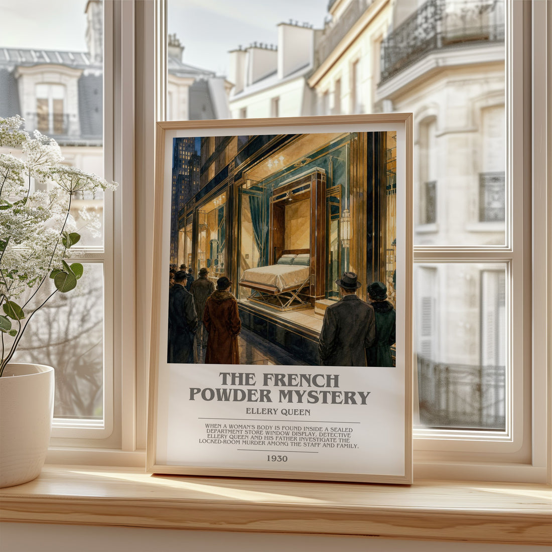 The French Powder Mystery bookish poster colour and style options – Ellery Queen book art