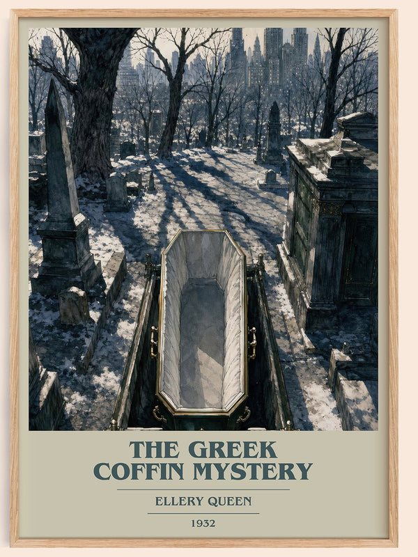 The Greek Coffin Mystery book cover book poster by Ellery Queen – framed literary art print